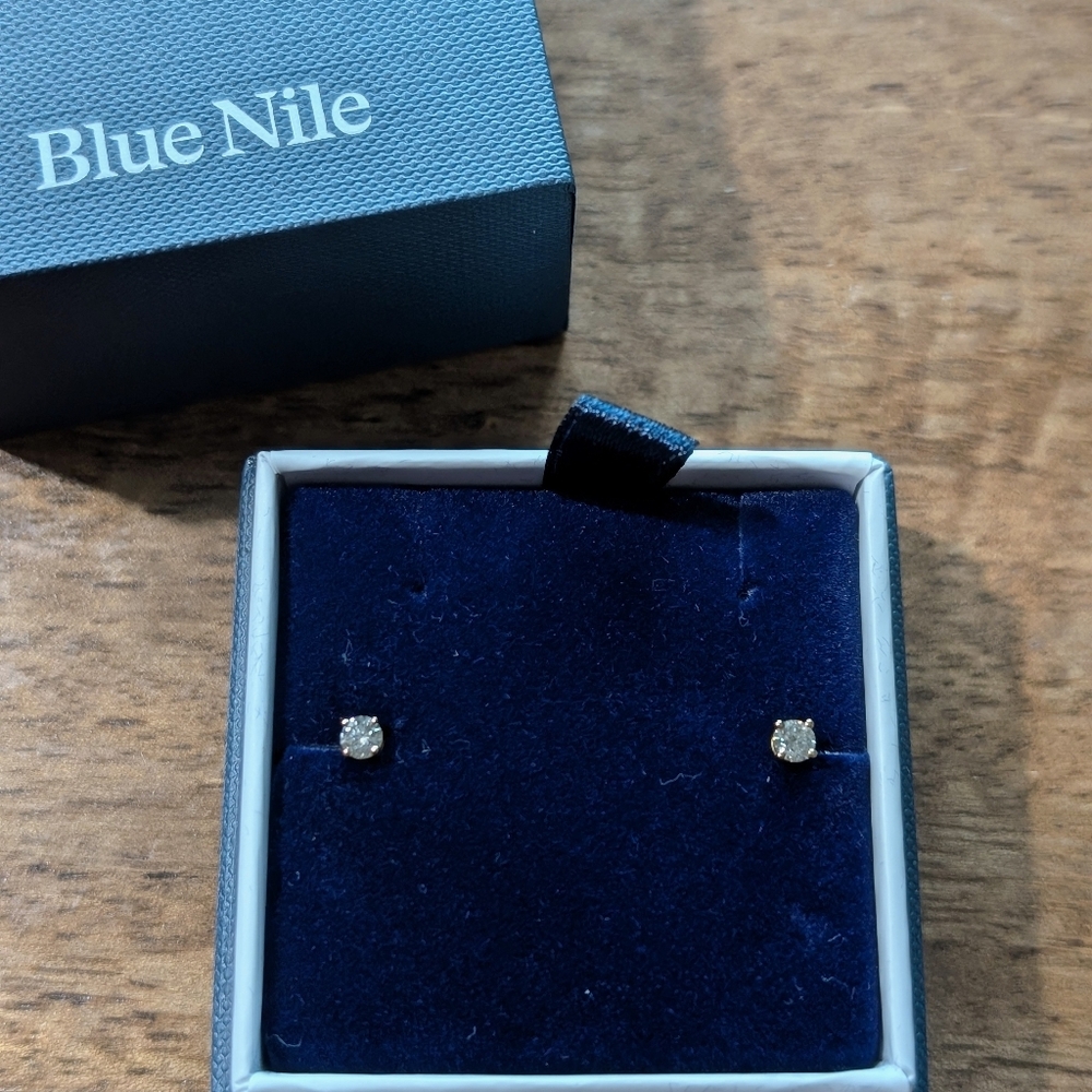 Blue Nile Natural Diamond Stud Earrings in 14k Yellow Gold (1/3 ct. tw.) - Picture 5 of 5